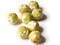 8 14mm Yellow Floral Fabric Wrapped Beads Woven Round Ball Beads